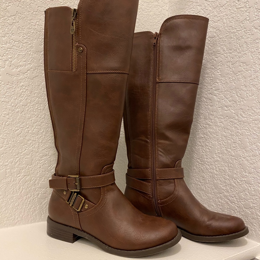 Guess Brown Leather Riding Boots 6.5